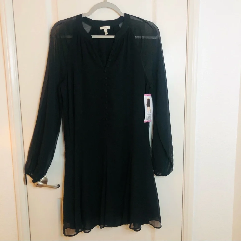 NWT New Joie Balloon Sleeve Dress, Caviar black color, MSRP $378 - Picture 4 of 9